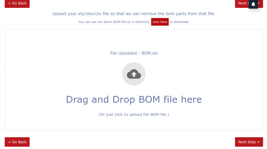 Drag and drop bom